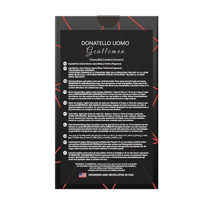Hybrid & Company Donatella Uomo Gentlemen For Men Eau De Toilette Vaporisateur Natural Spray 3.4 Fl Oz