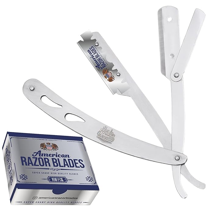 The Shave Factory Straight Edge Razor Kit - with Single Stainless Steel razors (Stell + American Razor)