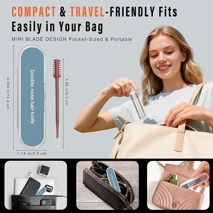 New 2026 Upgraded Staggered Blades Nose Hair Trimmer - Pain-Free & Efficient Nostril Hair Remover for Men and Women, Manual 360°Rotation with Soft Cleaning Brush (3-Pack