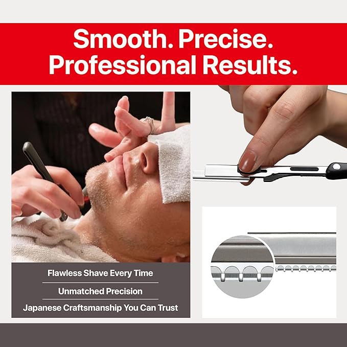 Feather - Nape and Body Razor - Designed for Trimming, Cutting, Thinning, Shaving Neckline, Facial Detail Work, Bikini Areas & Dermaplaning Use - Ergonomic Handle - Made in Japan