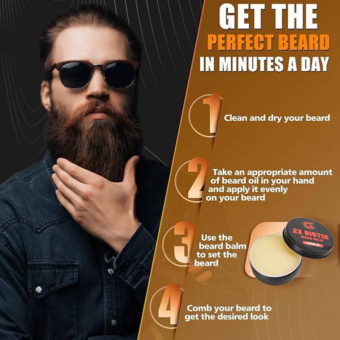 2X Biotin Beard Growth Oil for Men - Natural Organic Leave-in Conditioner & Softener - Mustache & Facial Hair Thickener, Moisturizer & Strengthener - Anti Itch & Dandruff Serum, 2 fl.Oz (Sanda)