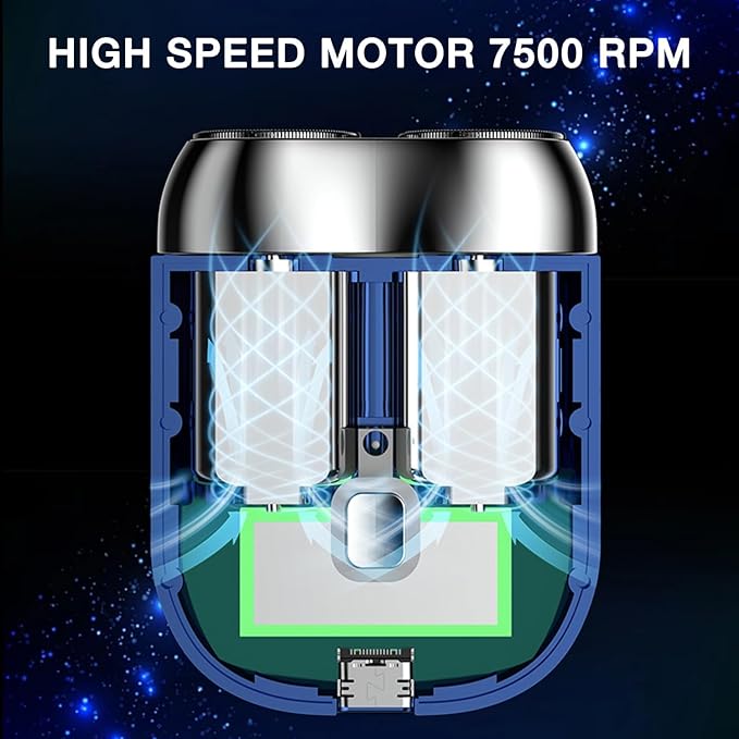 2026 New Model Mini Dual-Head Electric Shaver, Electric Mini Portable Razor, Pocket Size Washable Double Head Razor, Rechargeable Waterproof Compact Electric Shaver for Home, Car, Travel (Blue)