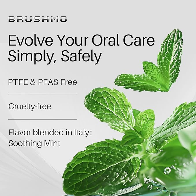 Brushmo Black Floss (BBFloss) - Expanding Floss, Gum-Friendly Soothing Mint Dental Floss, Natural Vegan Wax to Remove Plaque from Teeth, Dentist Designed PTFE & PFAS Free Oral Care, 3 Spools, 163 yd