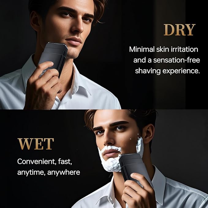 Electric Foil Shavers for Men, Electric Razor for Men Face - 2 Floating Blades, IPX7 Waterproof, 3 Adjustable Gears, LCD Display, Type-C Rechargeable,Wet/Dry Foil Shaver for Travel & Home, Matte Black