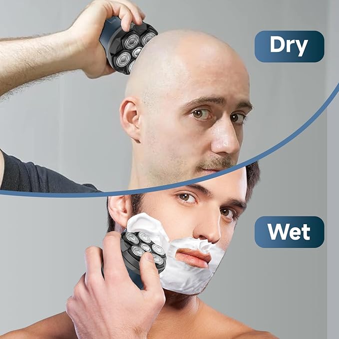 Electric Head Shaver for Bald Men, 6D Flexible Head Shavers, Magnetic Detachable Blade, Bald Razor, Wet & Dry Waterproof Skull Shaver, Cordless USB-C Rechargeable Electric Razor for Men