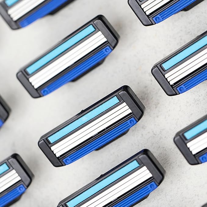 Razor 3 for Men - Replaceable Cartridges for Manual Shaving Razor - 3-Blade Technology Refills - Fits Gillette Mach3 - Soft Shave Sharp Blades - Cost-effective Refill (8 refills)