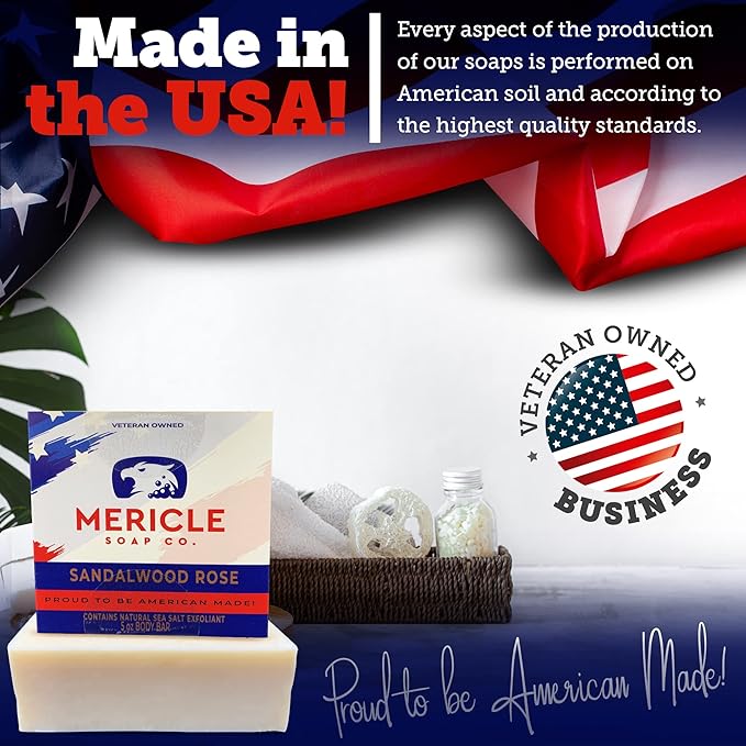 Sandalwood Rose Organic 5oz Body Bar | Traditional Cold Process Technology | Natural Ingredients | No Harsh Chemicals or Preservatives | Made in the USA - Pack of 2