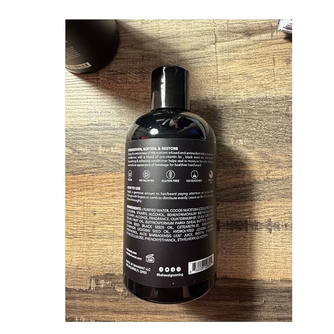 BAHAWAT Beard Conditioner - Barbershop - 8 fl. oz. - Sulfate free - with biotin, provitamin B5, Blackseed oil, Jojoba Oil, Natural Ingredients for a Gentle, Deep Cleanse-Strengthening Wash
