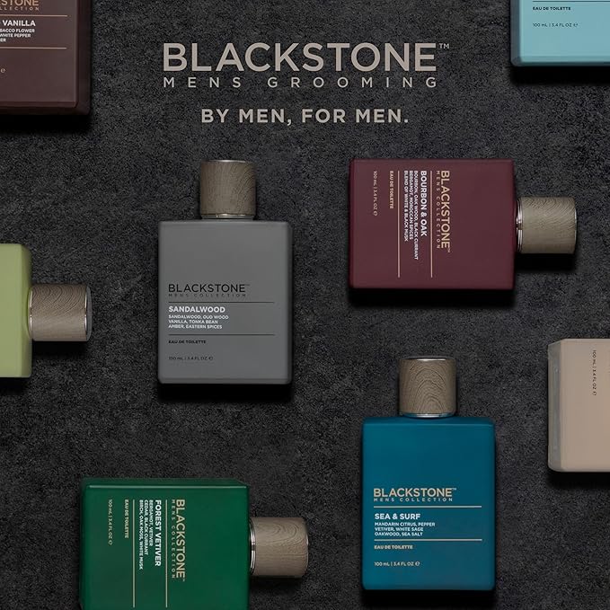 Blackstone Mens Collection Eau de Toilette – Sea & Surf | Men’s Fragrance, Fresh & Long-Lasting Cologne with Mandarin, Sea Salt, Oakwood & Sage | Everyday Fragrance, Travel Size (3.4 Fl Oz)