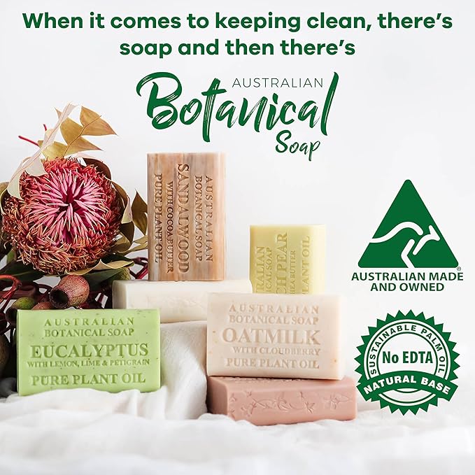 Australian Botanical Soap, Classic Goat Milk and Goat's Milk with Raspberry, 6.6 OZ, Triple Milled Bars made with Enriched with Organic Shea Butter, Pack of 8