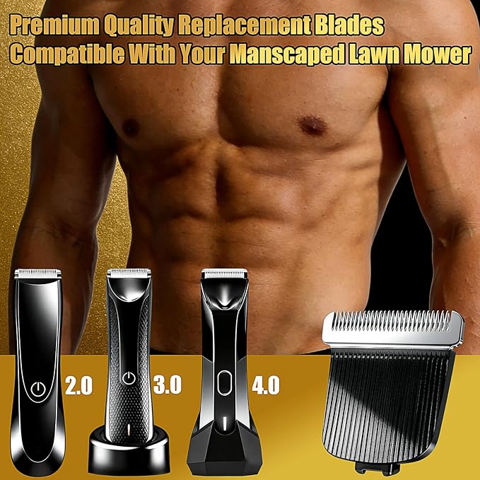 Replacement Blades for Manscaped Lawn Mower 4.0 3.0 2.0 Groin & Body Hair Trimmer Blades,4 Count