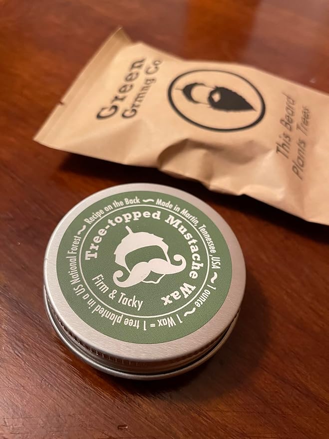 Tree-Topped Mustache Wax for Men – Firm & Tacky Hold with Natural Beeswax & Hempseed Oil – Styles, Shapes & Controls 1 Ounce (Pack of 1)