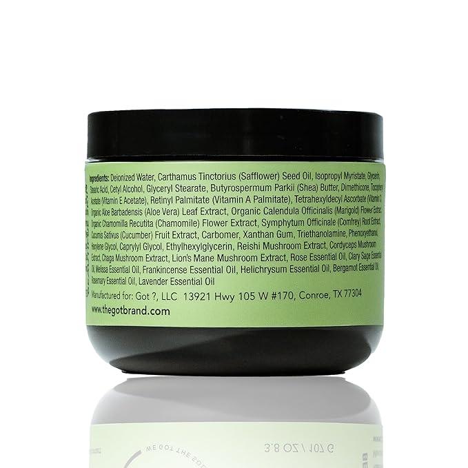 Got? Mushroom Face Moisturizer with Reishi, Chaga, Cordyceps & Lion’s Mane, Shea Butter + Vitamin E, Fast Absorbing Cream for Men & Women, 3.8 oz