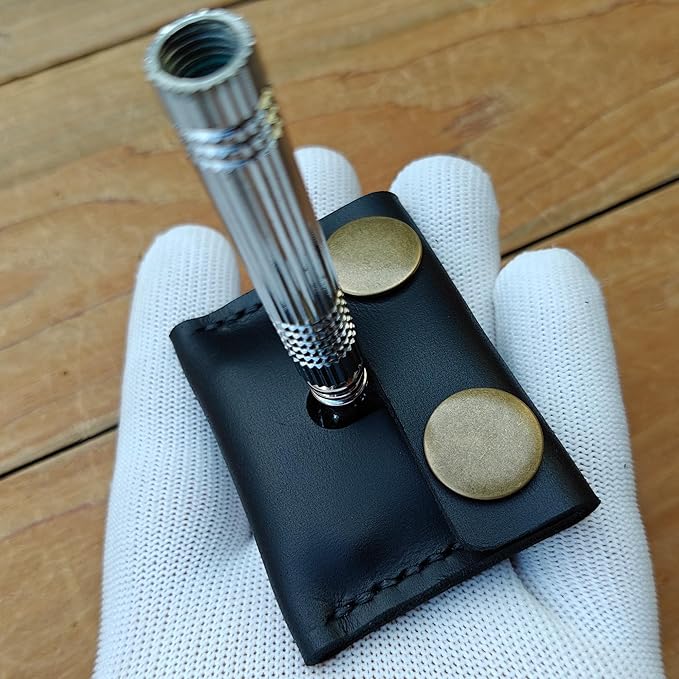 Handmade Leather Safety Razor Travel Cover, Double Edge Razor Head Protective Sheath For men Fits Most Safety Razors (Black)