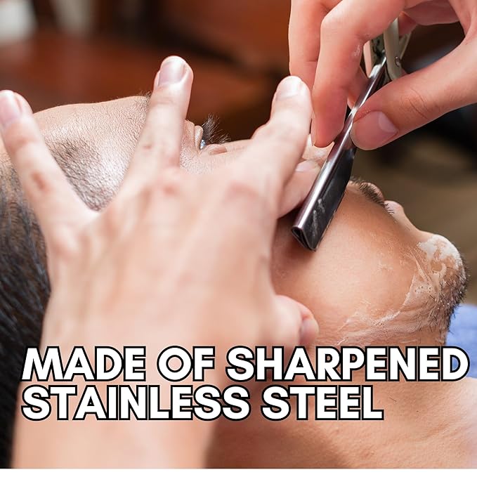 G.B.S Wooden Handle Straight Edge Stainless Steel Barber Shaving Straight Razor, Handmade, Extra Sharp With Leather Razor Travel Case