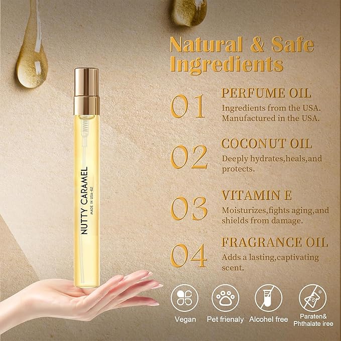 PUREU Perfumes for Women & Men, Amber Vanilla Floral Cologne Eau de Parfum, Long Lasting Perfume Oils Gift Ideas.Travel Size 0.4oz/12 mL-Nutty Caramel 62