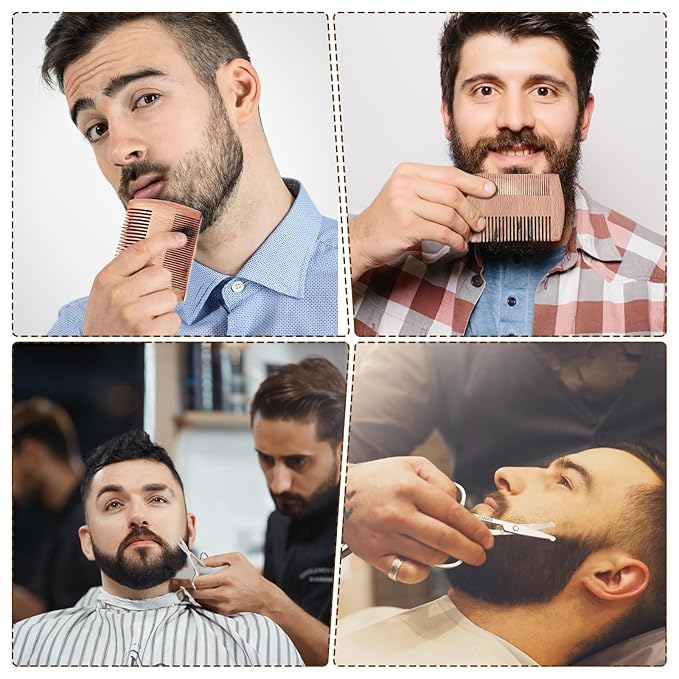 Walnut Wood Grooming Set for Men: Boar Bristle Brush, Beard Comb, Mustache Scissors, and Travel Bag