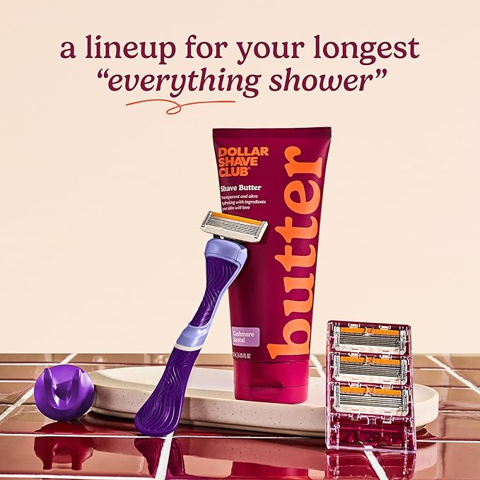 Dollar Shave Club for Women | Purple Wavy Grip Handle 2 Pack | Lightweight, Ergonomic Handles for Every Curve, Corner, and Tricky Spot | Razors for Women, Womens Razors for Shaving