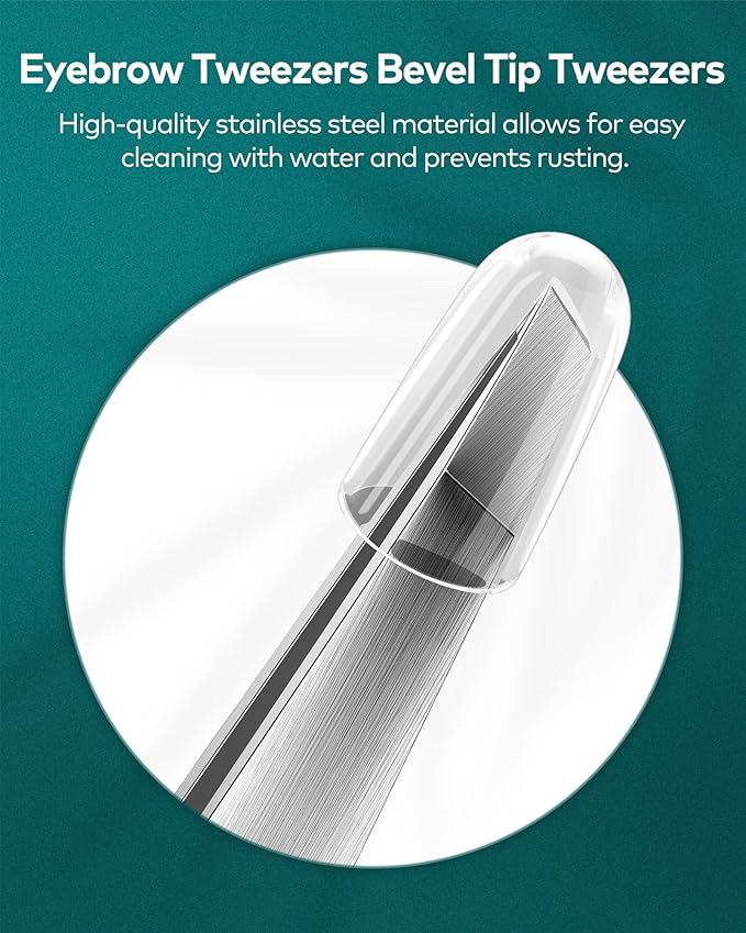 MR.GREEN Tweezers,Professional Precision Eyebrow Tweezers for Women and Men, Tweezers for Facial Hair Women, Stainless Steel Slanted Hair Removal Tweezers, Eyebrow Plucker, Ingrown hair tweezers
