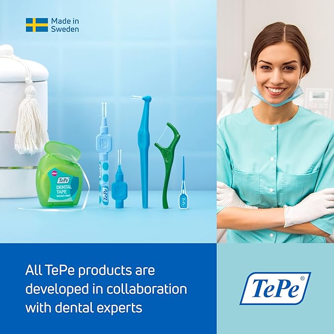 TEPE Dental Floss Picks, Tooth Picks Flossers, Floss Sticks, EasyPicks M/L, Blue, 36 Pk