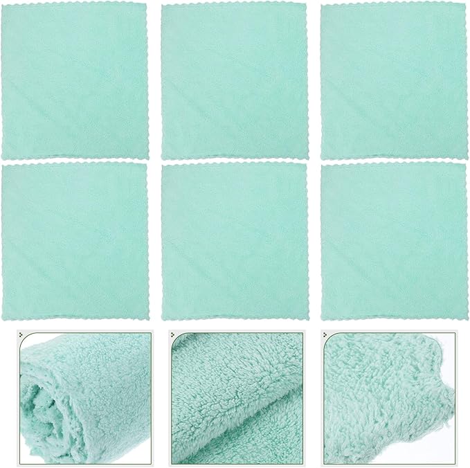 6Pcs Coral Fleece Face Wash Cloths Soft Reusable Makeup Remover Towels for Men and Women Skin-Friendly Highly Absorbent and Comfortable Facial Cleansing Squares