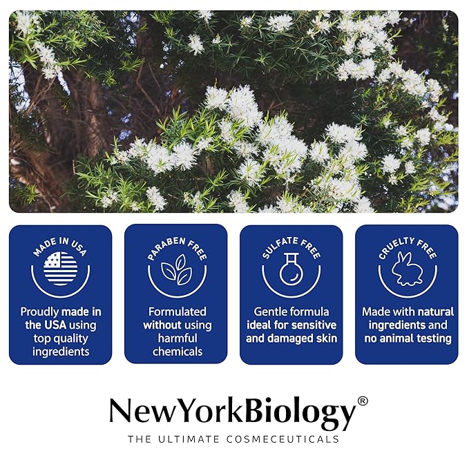 New York Biology Tea Tree Mint Body Wash for Men and Women - Moisturizing Body Wash Helps Soothe the Skin - Refreshing and Hydrating Cleanser for Body and Feet - 16.9 Fl Oz