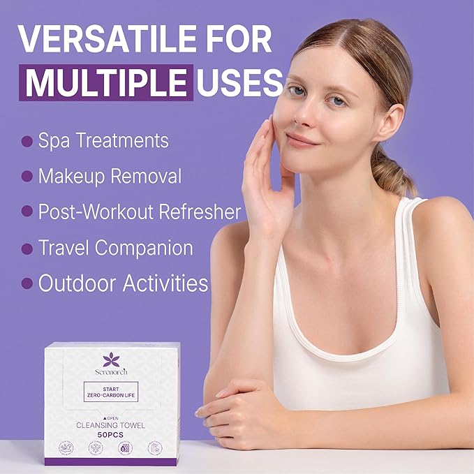 Disposable Face Towels Travel Pack 3 Packs (45 Count), XL 10x12 Portable Face Towelettes, Makeup Remover Dry Wipes for Vacation, Gym, Camping and Sensitive Skin