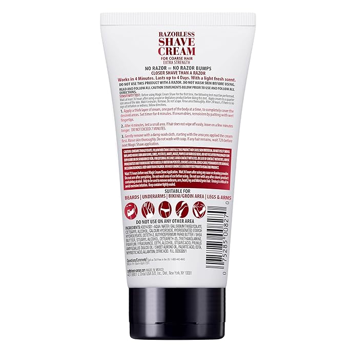 SoftSheen-Carson Magic Razorless Shaving Cream, Depilatory Hair Removal Cream for Body Hair, Extra Strength, Works in 4 Minutes for, 6 oz