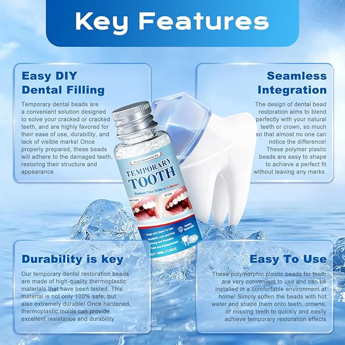 Tooth Repair Kit,Moldable Beads Instant Fix for Confident Smiles-30ML-N1