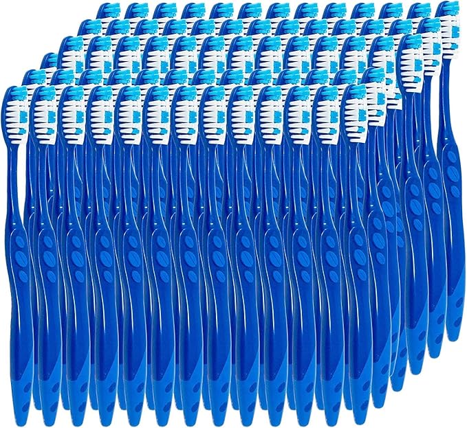 Prepasted Disposable Toothbrushes Individually Wrapped | Regular Size Head, Soft Bristle Hygienic & Economical | Great for Travel Camping Guestroom Car Office School Hotel Airbnb Gifts (144 Pack)