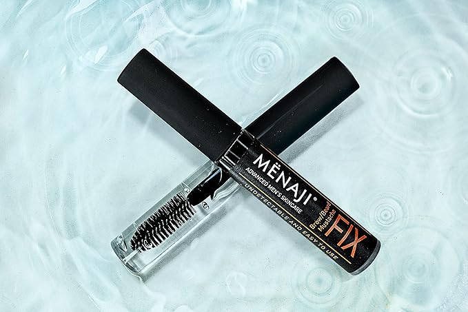 MËNAJI The Fix - Mens Beard and Brow Gel - Hold and Setting Gel with Spiral Brush - Long Lasting - Keep Facial Hair in Place - 0.25 Oz