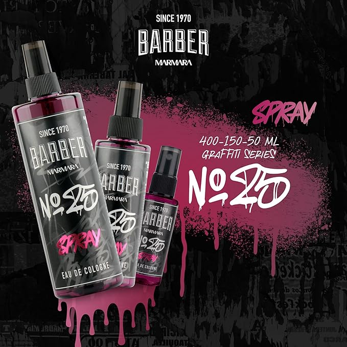 barber marmara Eau de Cologne Pump Spray Mens Graffiti After Shave Men's Fragrance Water Shaving Water Men Barber Men's Fragrances Body Spray Barbershop Travel Size (50 ml, Gift Set)