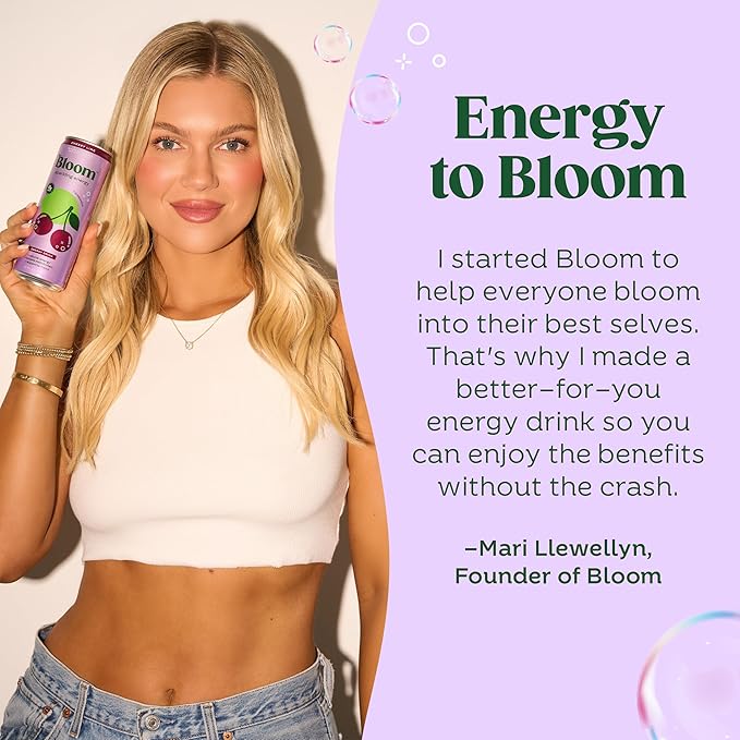 Bloom Nutrition Sparkling Energy Drink, Peach Mango | Zero Sugar | 180mg Caffeine | For Focus | 24 Pack