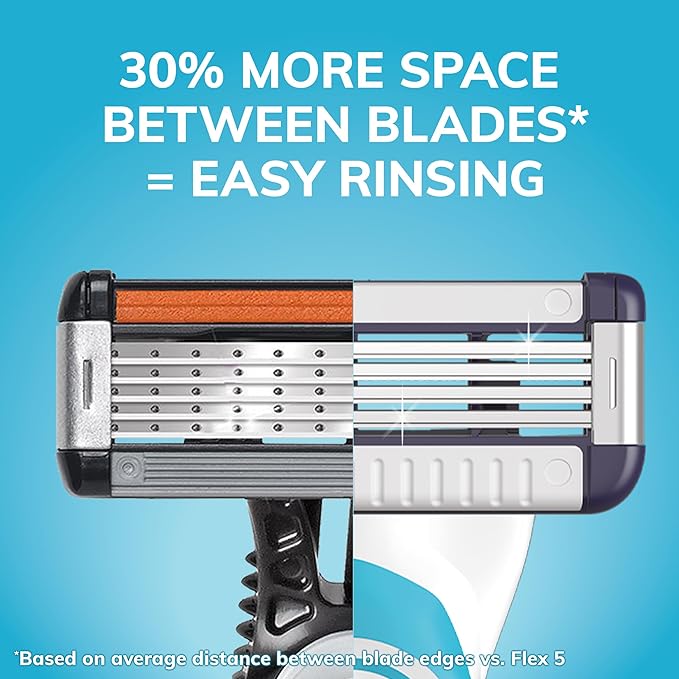 BIC EasyRinse Sensitive Anti-Clogging, Refillable Men's Razors With 4 Blades, 1 Handle and 9 Refill Razor Cartridges Razor Kit