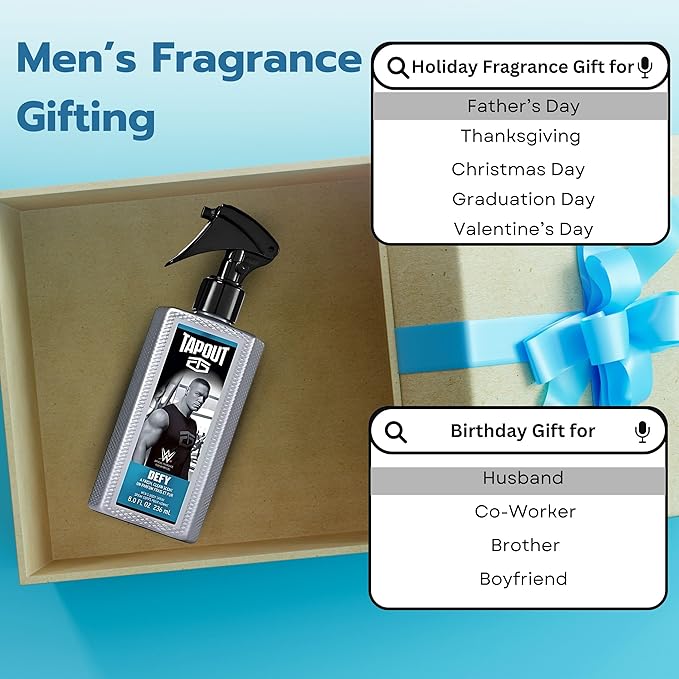Tapout Defy Body Spray Perfume for Men Refreshing Fragrance, 8 Ounces