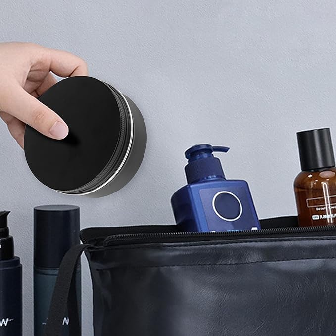 Linkidea Aluminum Shaving Soap Screw Top Tin with Cover, Shaving Soap Storage Replacement Case, Shaving Soap Box for Travel (Black)