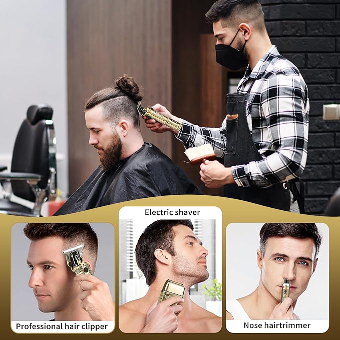 Electric Shaver Razor,T-Blade Beard Trimmer Nose Hair Trimmer Shaver Set,Cordless RechargeableBarber Clippers,Professional Hair Clippers Kit with LCD for Men