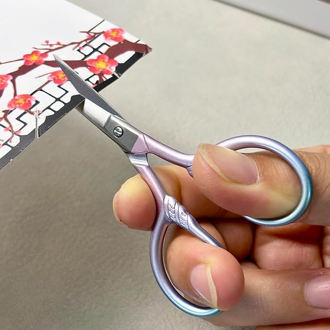 Beauty Scissors for Facial Hair Cutting, Eyebrow, Eyelash, Beard, Moustache - Multi-Functional Precision Trimming Tool for Grooming, Sewing, Embroidery, Crochet, Yarn & DIY Crafts 2 pcs 3.5 inch