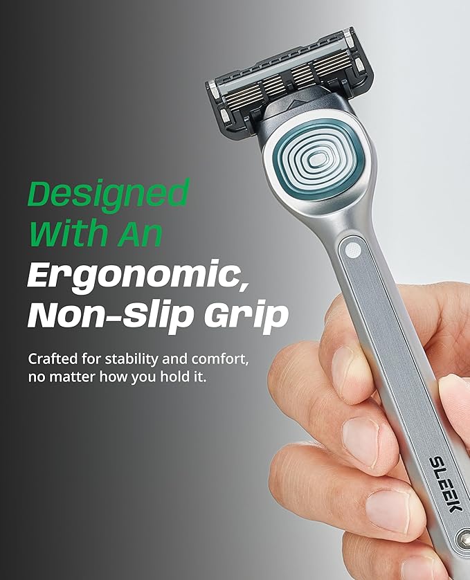 DORCO SLEEK 6 Blade Razor for Men with 2 Cartridges | Men's Cartridge Razors with Razor Handle and Smooth Shaving Blades | Men’s Razors with Multi-Flex Technology