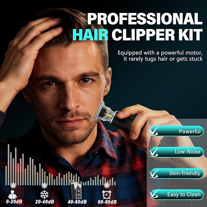 Beard Trimmer kit for Mustaches, Nose Hair, Light Detailing and Grooming with Bonus Wet/Dry Battery Nose Trimmer