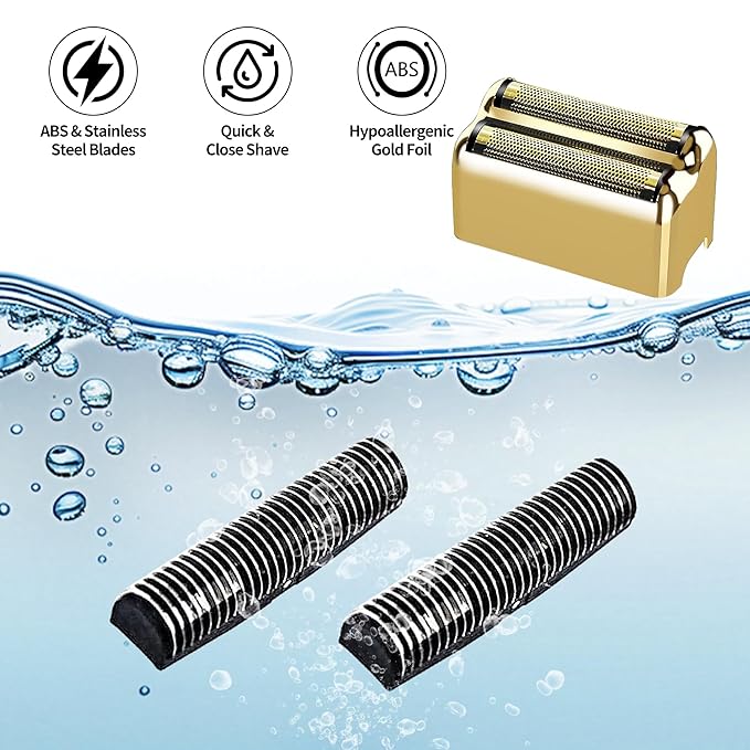 1 Pack Professional Replacement Foil and Cutters for BaBylissPRO Barberology Double Foil Shaver, Compatible with BaBylissPRO Barberology FXFS2 Shaver,Gold