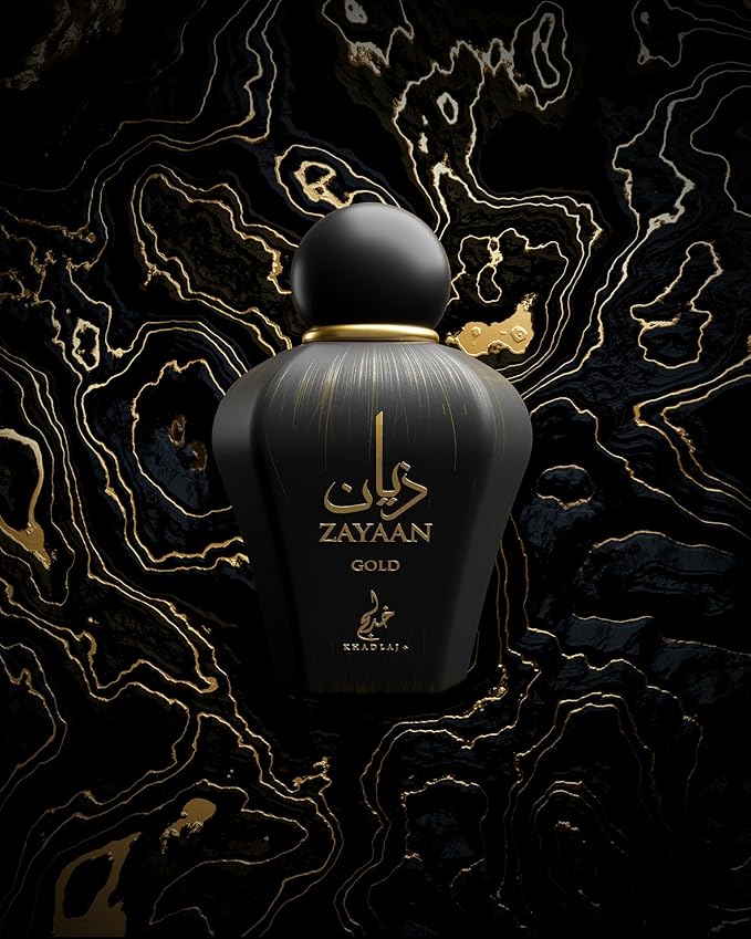 Khadlaj Zayaan Gold – Spicy, Fruity, Aromatic, Amber – Eau de Parfum Spray Long-Lasting Fragrance for Men, 3.4 Ounce / 100 ml