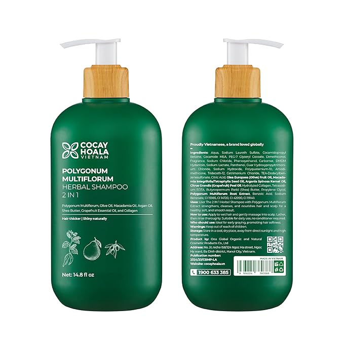 VIETNAM Hair Growth Shampoo for Thinning Hair, Shampoo for Hair Loss - 2 in1 Anti Hair Fall Shampoo & Conditioner, Strengthens Weak Roots for Thicker Fuller Hair with Polygonum Multiflorum (14.8 oz)