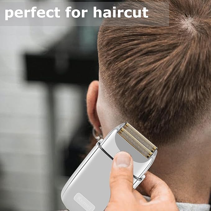 Kemei Cordless Metal Double Electric Shaver Razor for Men Close Electric Shavers, Type-C Rechargeable for Wet/Dry Shaving,KM-TX1 Silvery