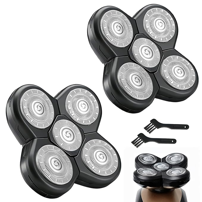 5 Head Shaver Replacement Blades Compatible with Freedom Head Shaver Kit - Electric Razor Heads for Bald Men, Head & Face Shaving