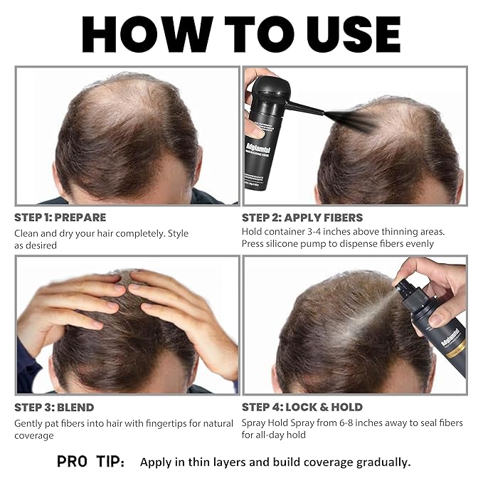 Hair Building Fibers & Hold Spray Set – Instant Hair Thickening for Thinning Hair, Natural Finish, Long-Lasting Coverage for Sparse Roots & Hairline, Grey (30g + 120ml)