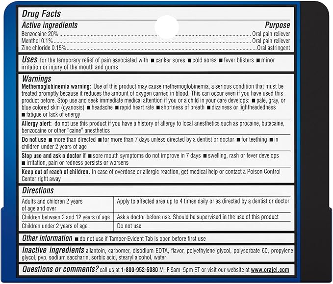 Orajel 3X for Mouth Sores: Maximum Strength Gel Tube 0.42oz- from #1 Oral Pain Relief Brand