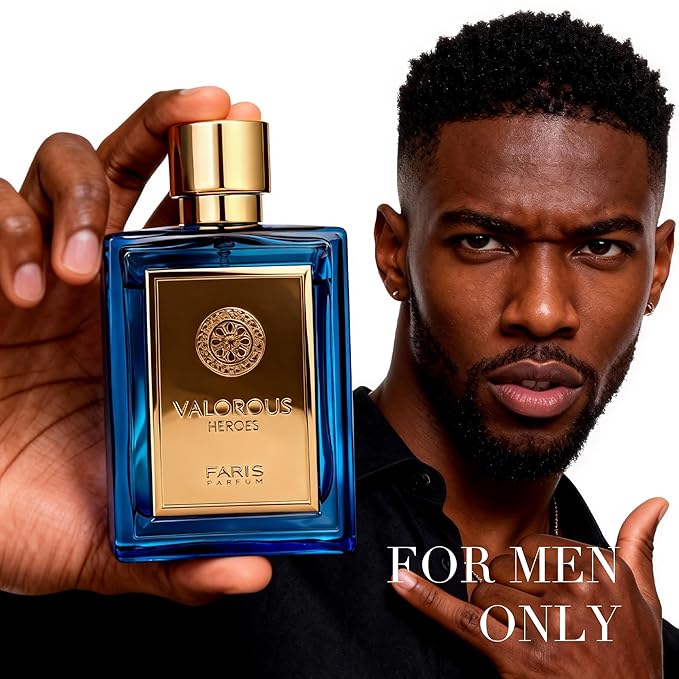 Valorous Heroes Eau de Parfum for Men, Oud and Vanilla Inspired Fragrance, Floral Mint Opening, Warm Spice Base, Niche Style Scent, 3.4 Fl Oz