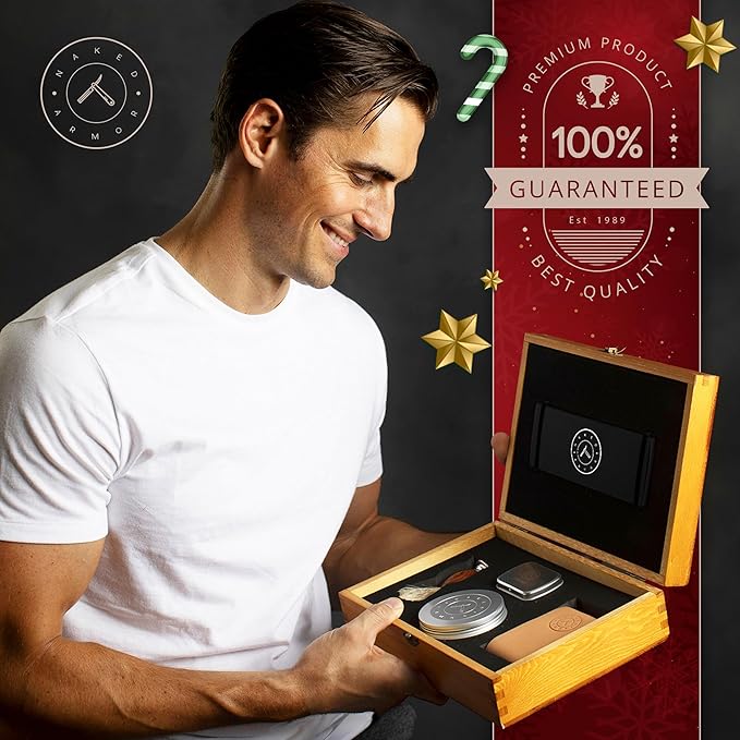 Complete Straight Razor Kit - Straight Razor Shaving Kit for Men with Titanium Black Japanese Stainless Steel Blade, Leather Strop, Shave Soap, Shaving Brush, Strop Paste, Leather Case, Gift Box