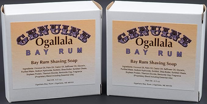 Two (2) of Genuine Ogallala Bay Rum Shaving Soap - Each Puck 4.5 oz